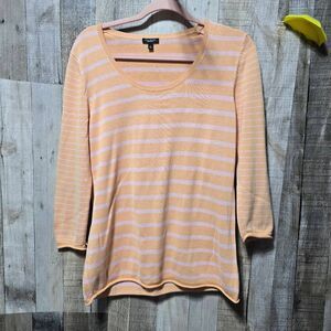 Talbots Peach and Pink Silk Blend Knit Sweater Large Office Bright Career Busine